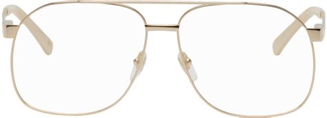 Gucci: Gold Oversize Retro Glasses 